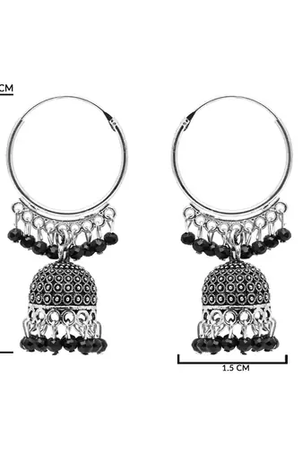 Ethnic silver oxidized indian wedding bollywood style jhumka earrings for women 