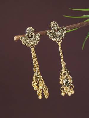 Ethnic  indian wedding bollywood peacock design ghungroo earrings for women  1