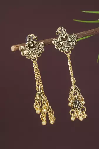 Ethnic  indian wedding bollywood peacock design ghungroo earrings for women 
