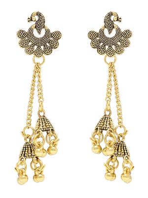Ethnic  indian wedding bollywood peacock design ghungroo earrings for women  2