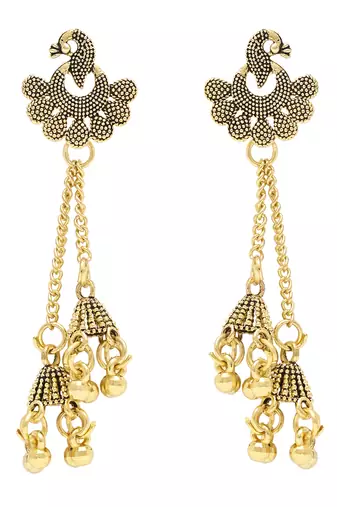 Ethnic  indian wedding bollywood peacock design ghungroo earrings for women 