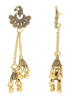 Ethnic  indian wedding bollywood peacock design ghungroo earrings for women  3
