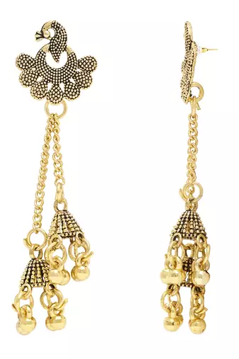 Ethnic  indian wedding bollywood peacock design ghungroo earrings for women 