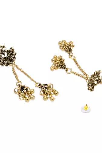 Ethnic  indian wedding bollywood peacock design ghungroo earrings for women 