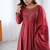 Maroon pure roman shimmar chanderi silk with beads work anarkali suit