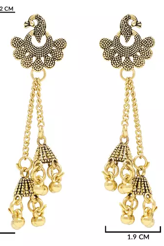 Ethnic  indian wedding bollywood peacock design ghungroo earrings for women 