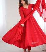 Heavy faux georgette with lukhnowi sequence work anarkali set