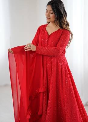Heavy faux georgette with lukhnowi sequin work anarkali set 4