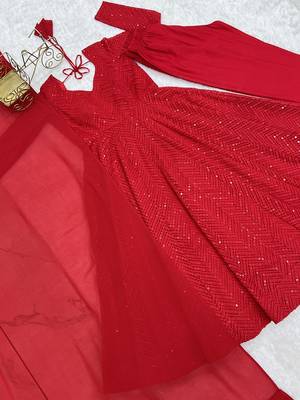 Heavy faux georgette with lukhnowi sequin work anarkali set 5