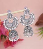 Ethnic silver oxidized indian wedding bollywood boho jhumka earrings for women 