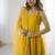 Yellow pure romansilk chanderi plain fully flair anarkali suit