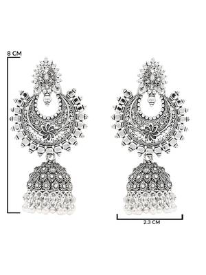 Ethnic silver oxidized indian wedding bollywood boho jhumka earrings for women  5