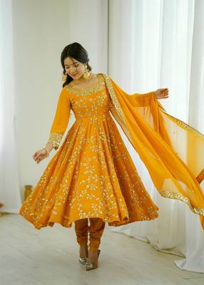 Heavy faux georgette with embroidered sequin work anarkali set 2