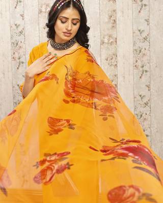 Musturd art silk blend solid kurti pant with orgenza digital print dupatta 4