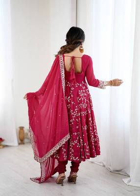 Heavy faux georgette with embroidered sequin work anarkali set 2