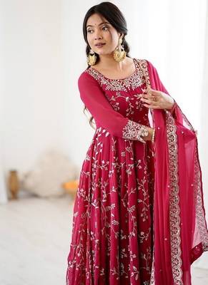 Heavy faux georgette with embroidered sequin work anarkali set 4