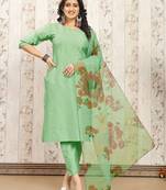 Pista color art silk solid kurti pant with orgenza digital print dupatta