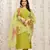 Lemon color art silk solid kurti pant with orgenza digital print dupatta