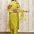 Lemon color art silk solid kurti pant with orgenza digital print dupatta