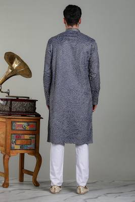 stylish mens cotton linen embroidery kurta pyjama 3