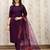 Purple color art silk solid kurti pant with orgenza digital print dupatta