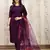 Purple color art silk solid kurti pant with orgenza digital print dupatta