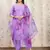 Levender color art silk solid kurti pant with orgenza digital print dupatta