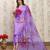 Purple color art silk solid kurti pant with orgenza digital print dupatta