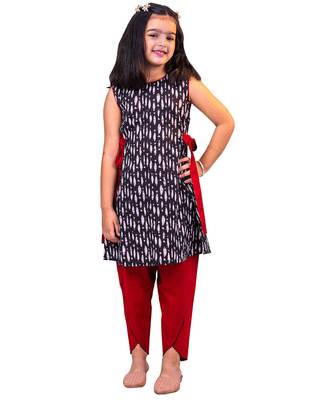girls' black and red dhoti set 1