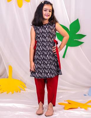 girls' black and red dhoti set 2
