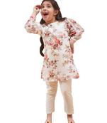 girls' cream kurta and pant set