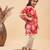Jbn creation girls' red and cream kaftan and pant set