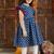 Jbn creation girls' indigo blue and white kurta and leggings set