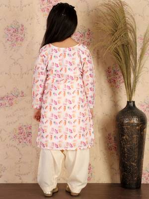 girls' multicolor-base-white kurta and patiala set 4