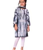 girls' black and white kurta, leggings & dupatta set