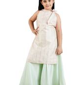 girls' mint green kurta and palazzo set