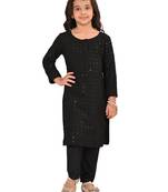 girls' black kurta and pant set
