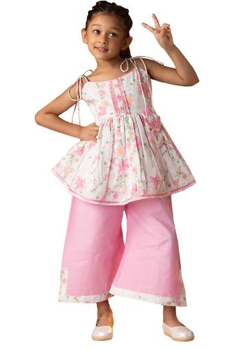 girls' multicolour kurta palazzo set
