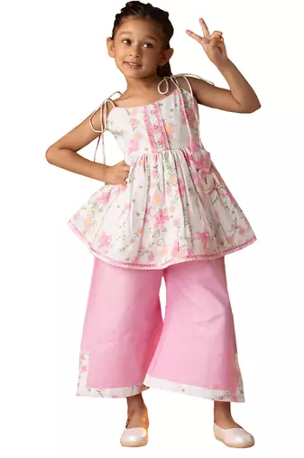 girls' multicolour kurta palazzo set