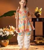 girls' multicolour kurta and patiala