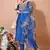 Blue color art silk embroidered kurti pant with orgenza digital print dupatta