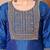 Blue color art silk embroidered kurti pant with orgenza digital print dupatta