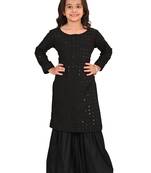 girls' black kurta and sharara set