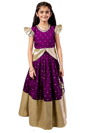 girls' purple lehenga set