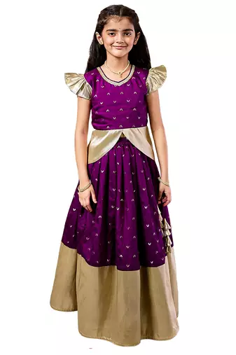 girls' purple lehenga set