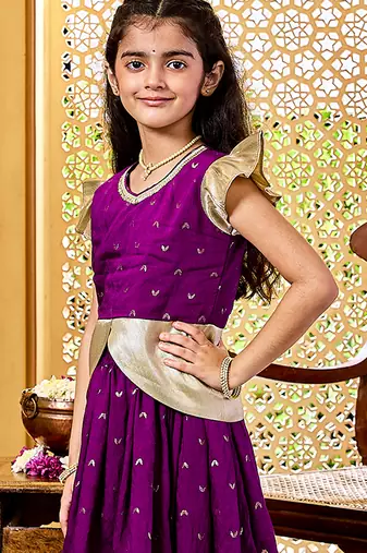 girls' purple lehenga set