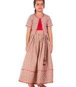girls' mint green and red lehenga set