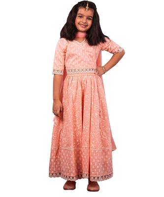 girls' pink lehenga set 1
