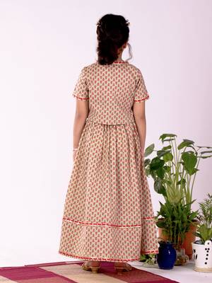 girls' mint green and red lehenga set 4