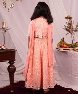 girls' pink lehenga set 4